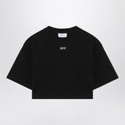 Off-White™ Black Cropped T‑Shirt — Ribbed Cotton Crop