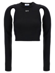 Off White Sleek Top — Black Long‑Sleeve Crop (Women)