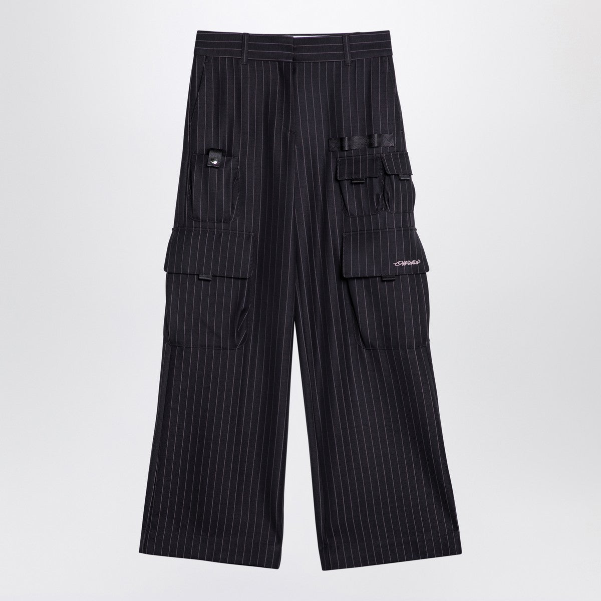 Pantalon cargo à fines rayures gris Off White Off-White™ Wide