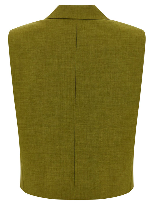 Theory Double-breasted Vest — Green City Twill (Women)