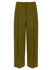 Theory Deep Pleat Trousers — High-Waist Green Pants