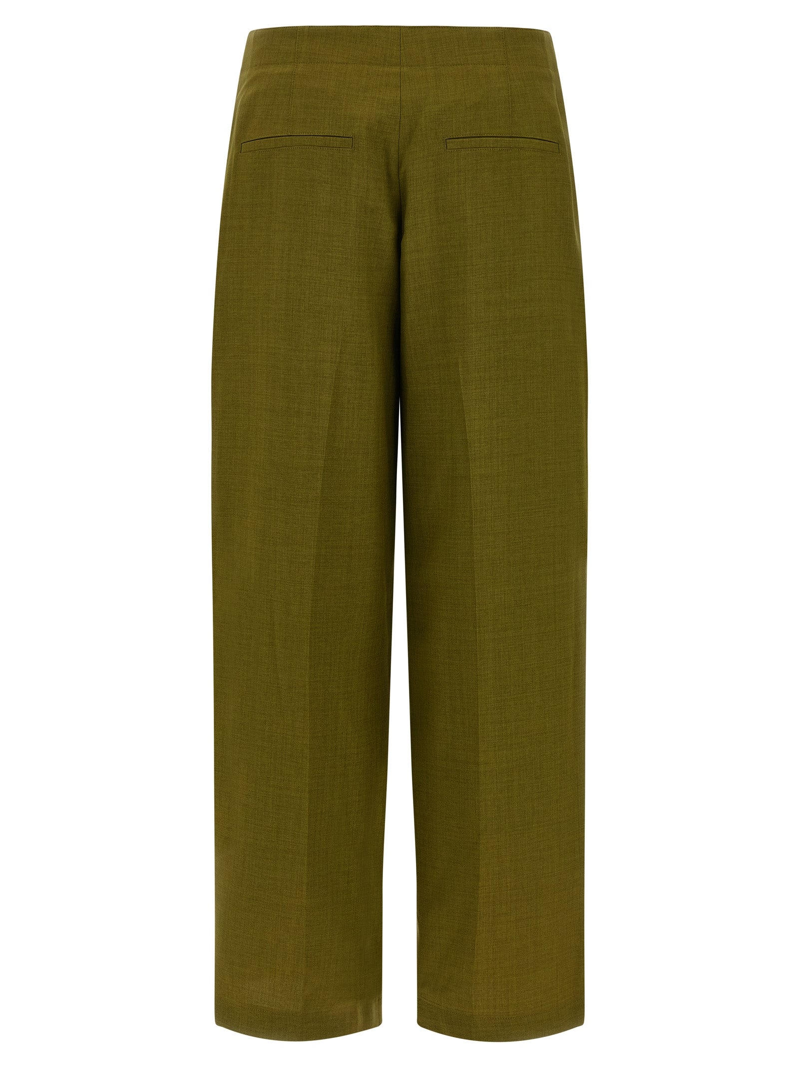Theory Deep Pleat Trousers — High-Waist Green Pants
