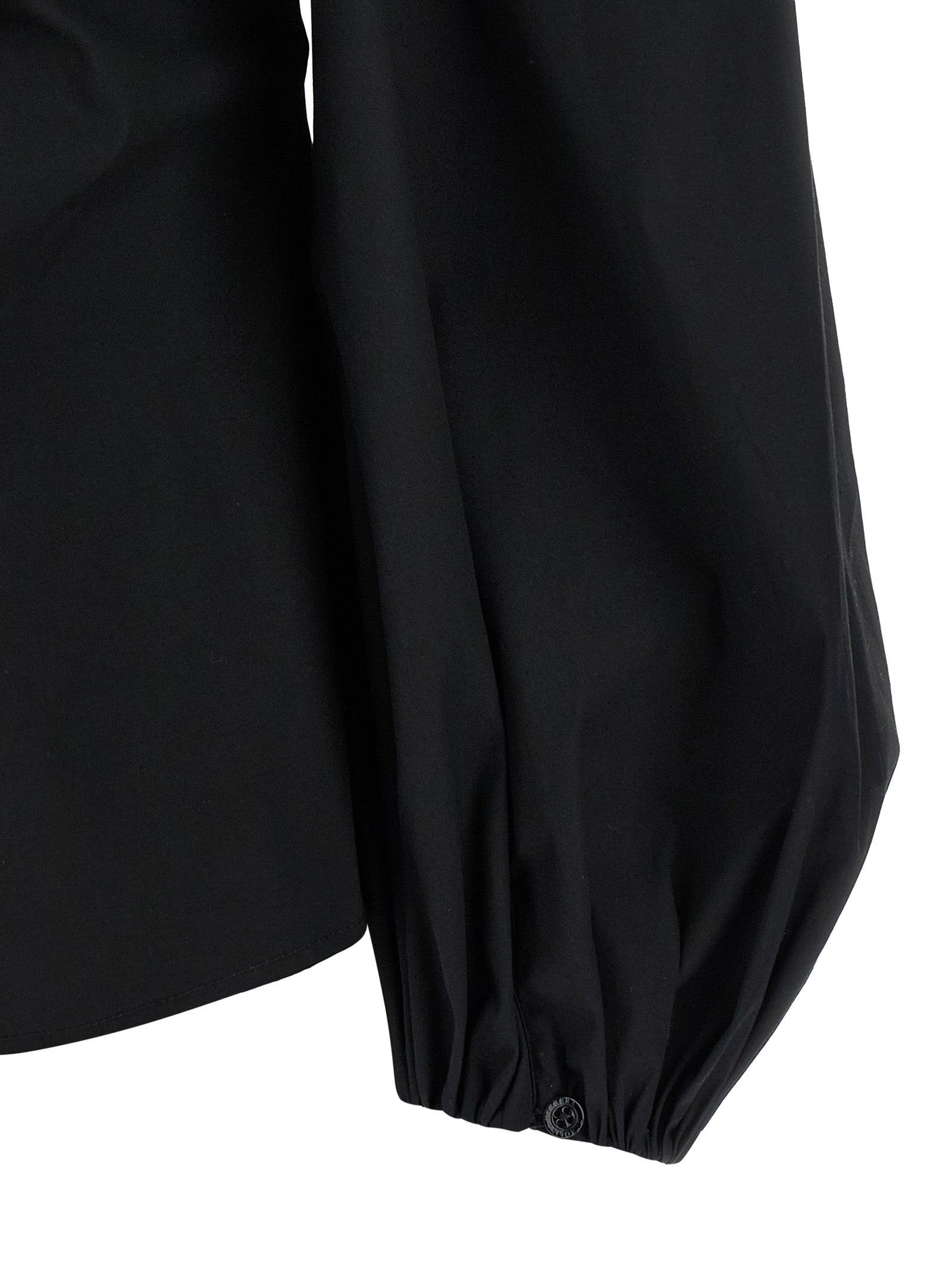 Carolina Herrera Puff Sleeve Top — Black Cotton Topwear