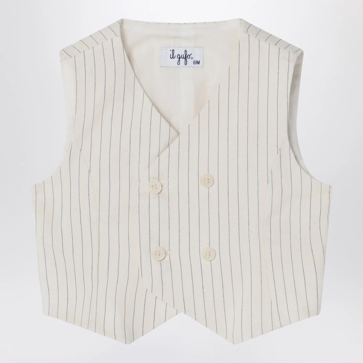 Il Gufo Double-Breasted Pinstriped Cotton Vest