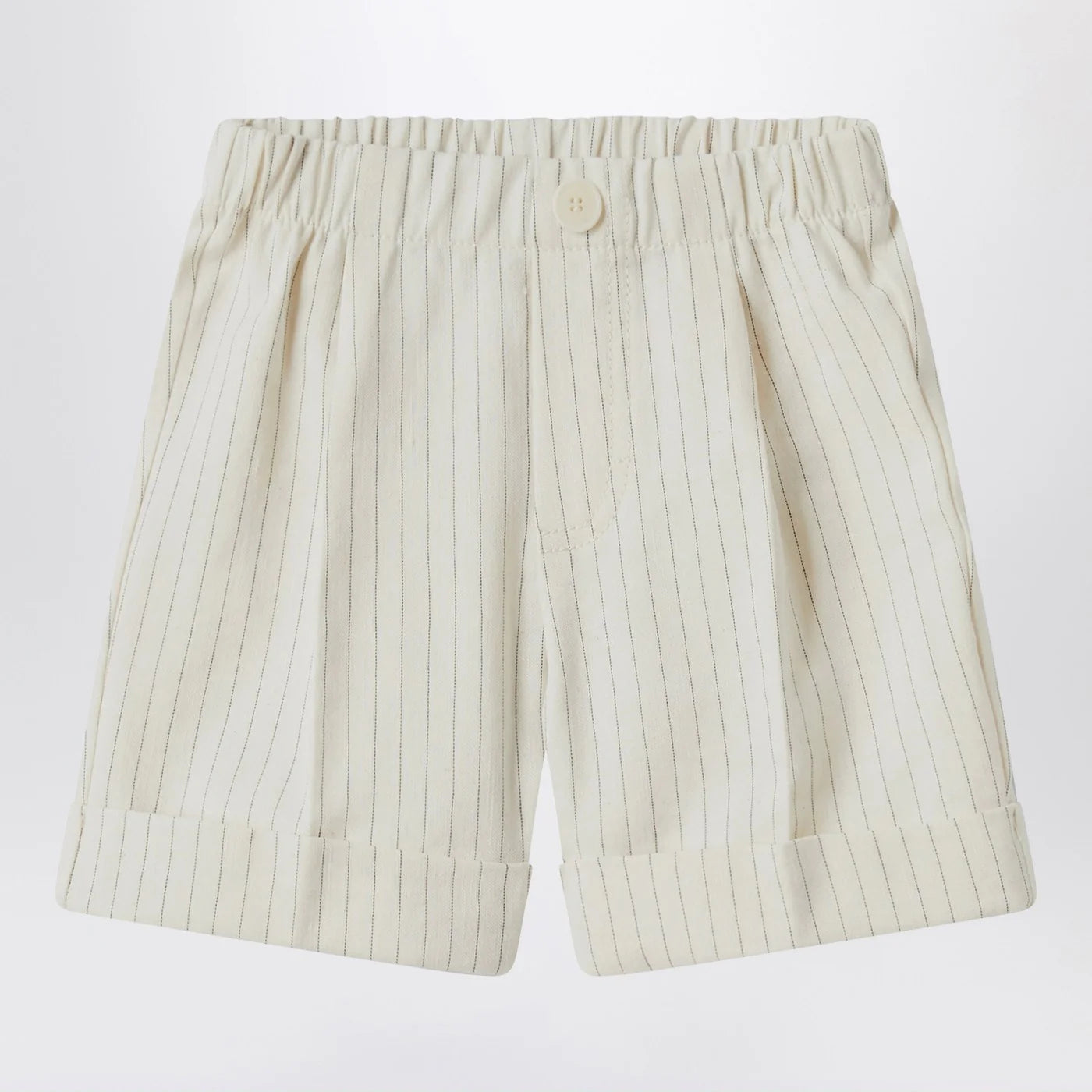 Il Gufo Pinstriped Cotton Bermuda Shorts — White, New In