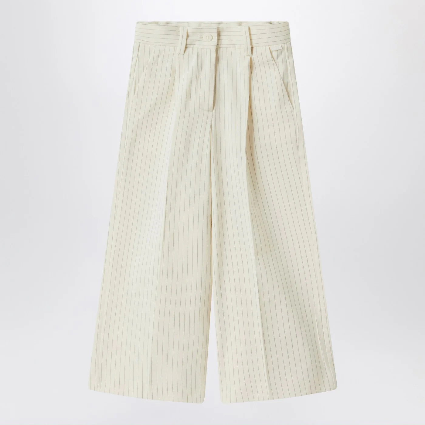 Il Gufo Pinstriped Cotton Pants — White Tailored Fit