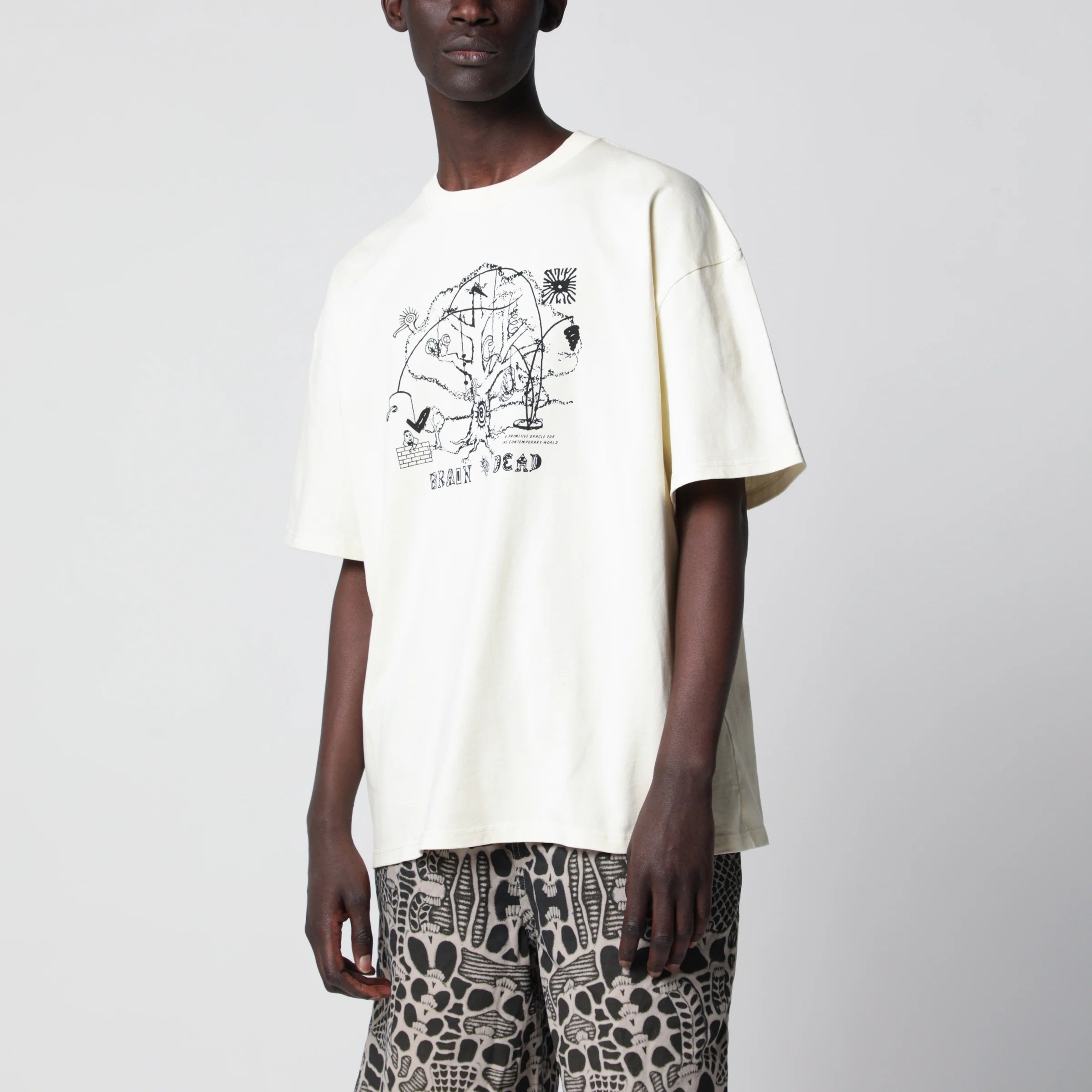 Brain Dead Ivory T-shirt with logo print