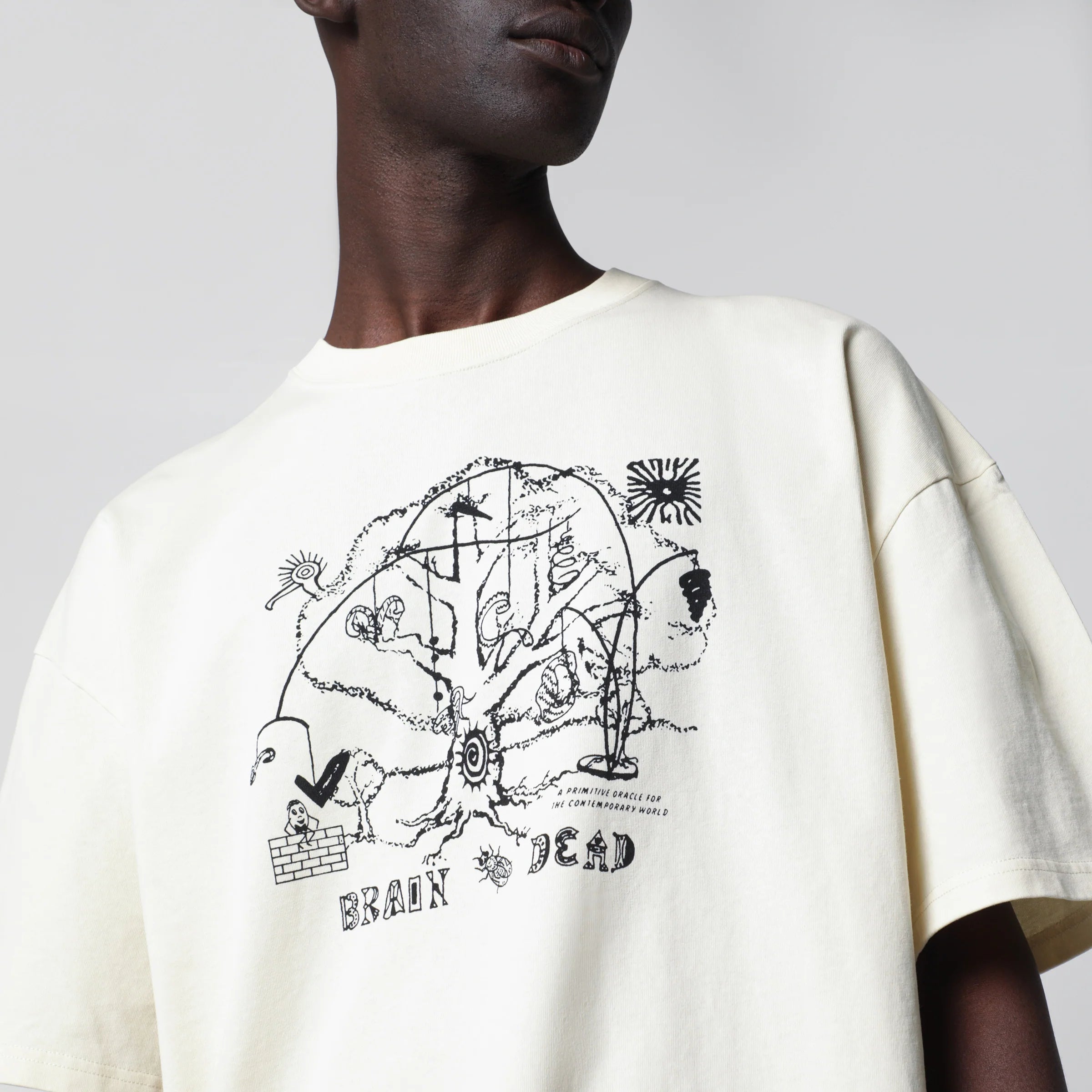 Brain Dead Ivory T-shirt with logo print