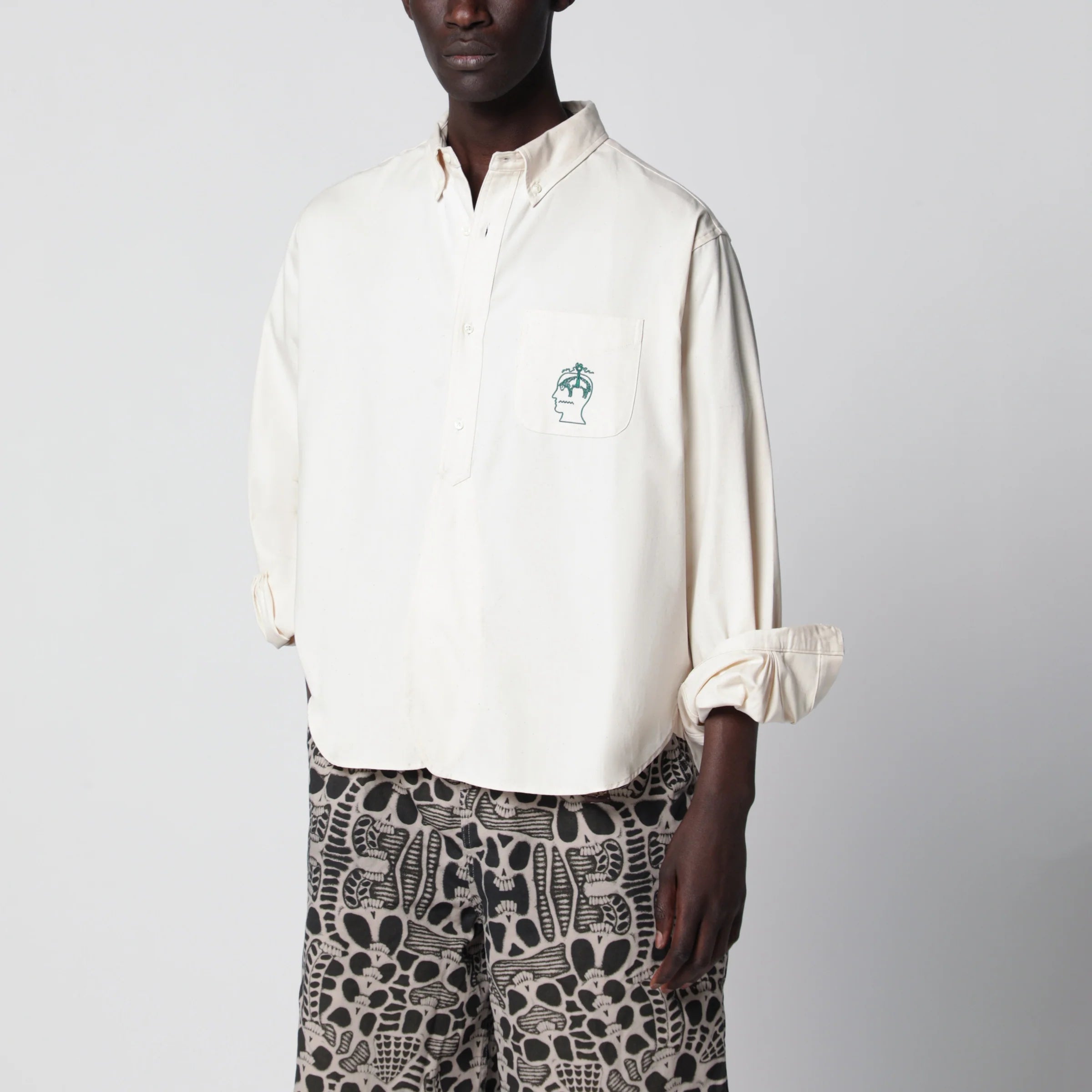 Brain Dead Ivory Button-Down Cotton Shirt — Shirts