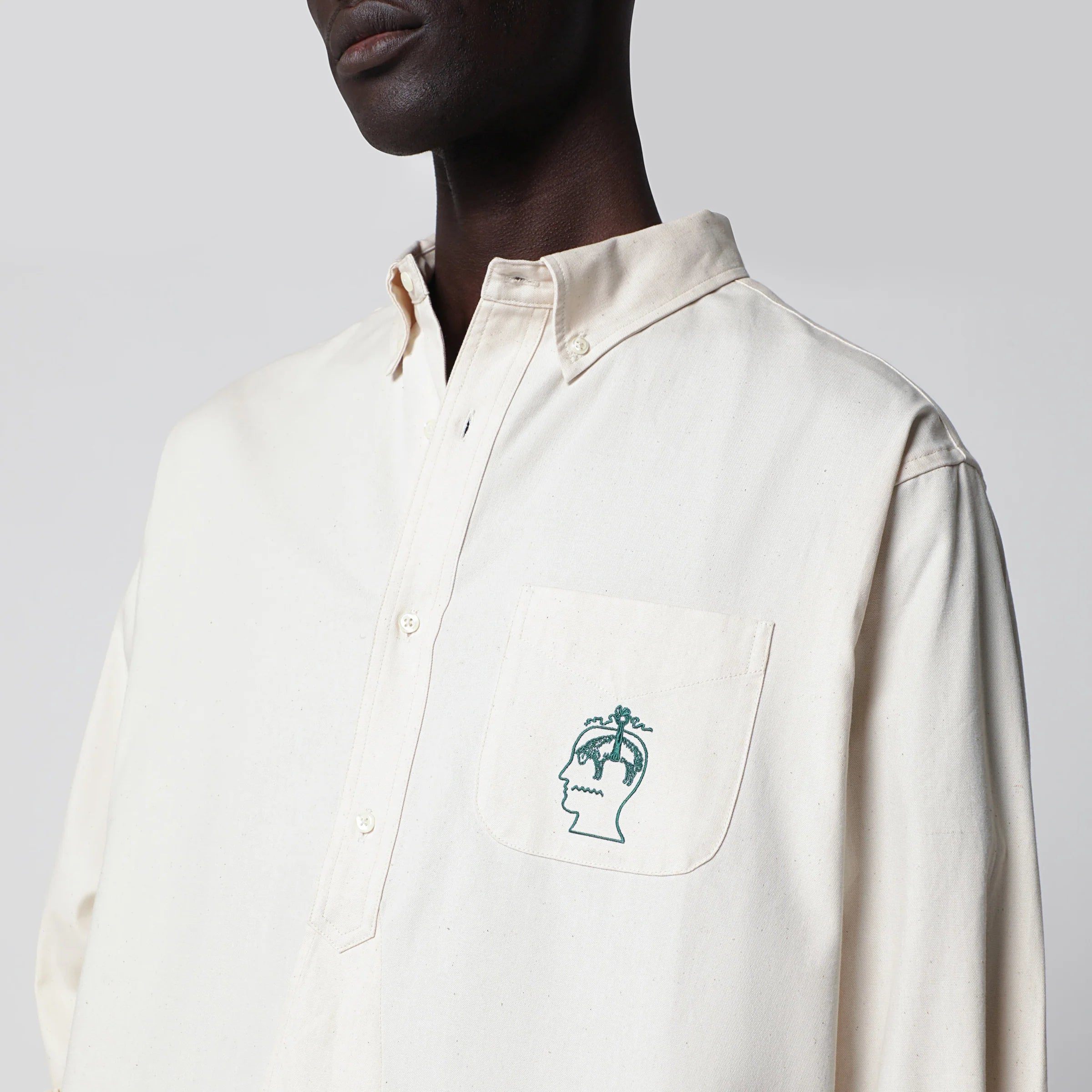 Brain Dead Ivory Button-Down Cotton Shirt — Shirts