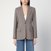 Erika Cavallini single-breasted jacket in taupe virgin wool blend