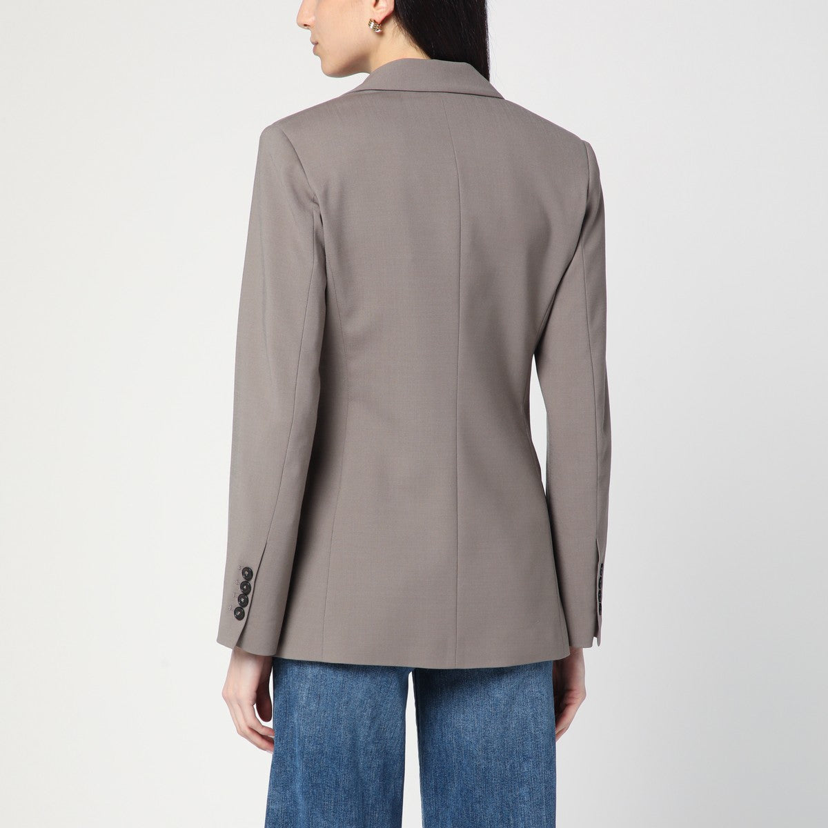 Erika Cavallini single-breasted jacket in taupe virgin wool blend