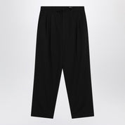 Lemaire black drawstring pants in wool blend