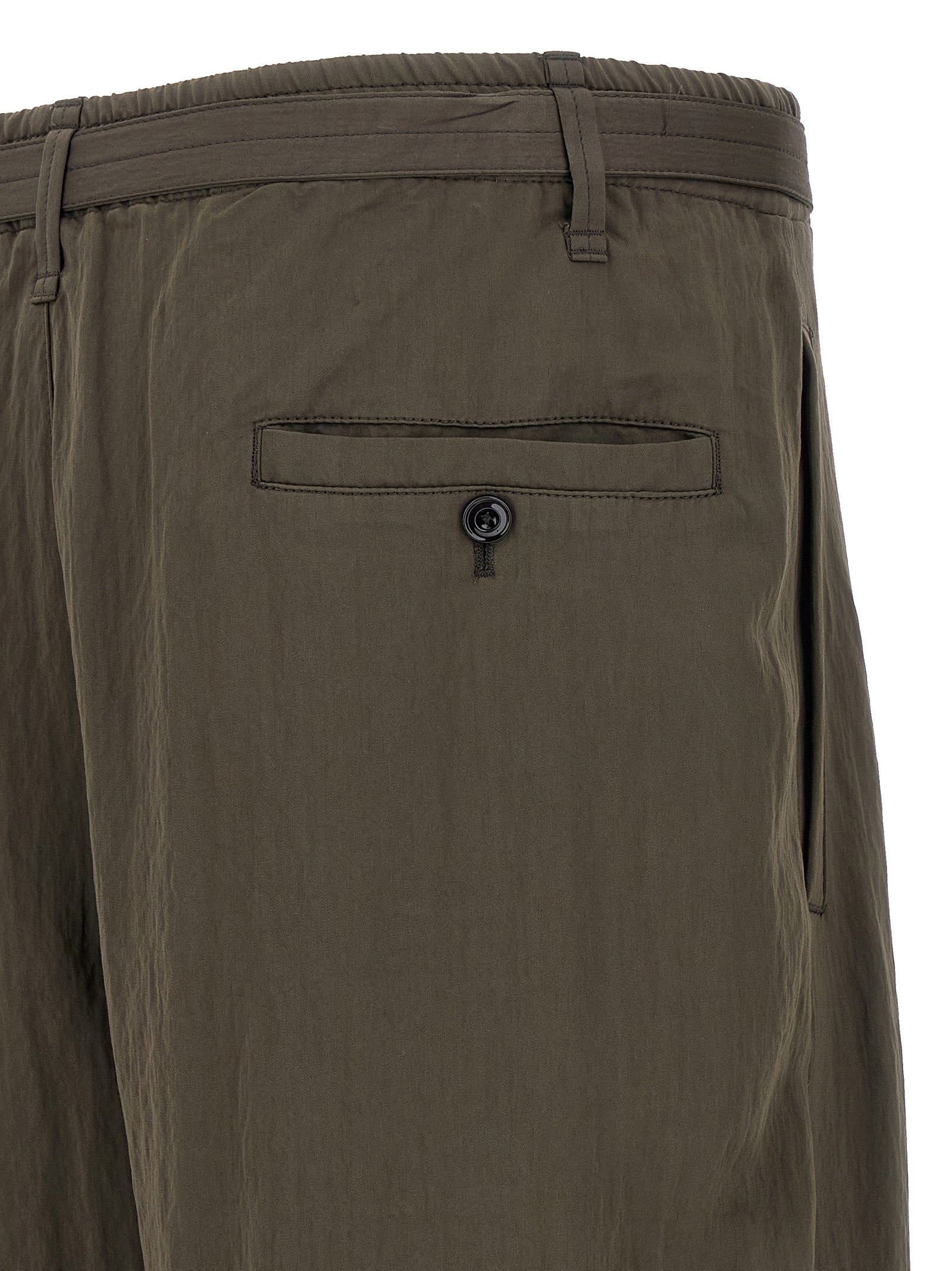 Lemaire Belted Trousers for Men — Brown Viscose