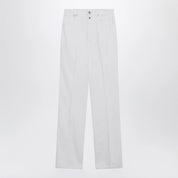 LEMAIRE High-waisted straight-leg jeans with belt in white denim