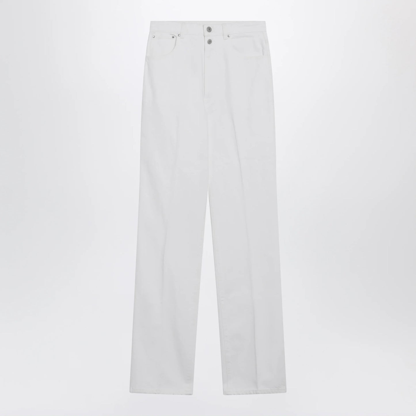 LEMAIRE High-waisted straight-leg jeans with belt in white denim