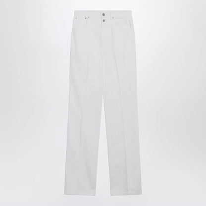 LEMAIRE High-waisted straight-leg jeans with belt in white denim