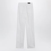 LEMAIRE High-waisted straight-leg jeans with belt in white denim