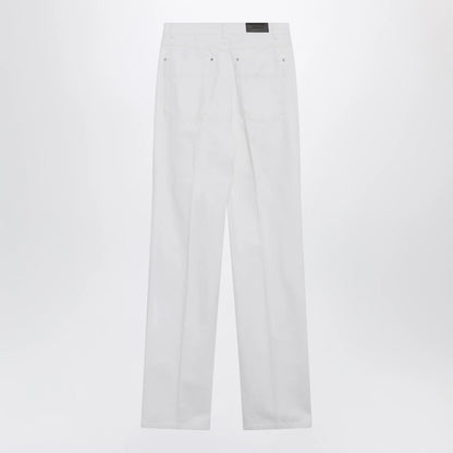 LEMAIRE High-waisted straight-leg jeans with belt in white denim