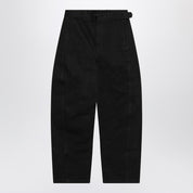 LEMAIRE Black cotton trousers with belt
