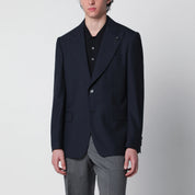 Lardini Blue Wool Single‑Breasted Jacket — Men's 52 IT