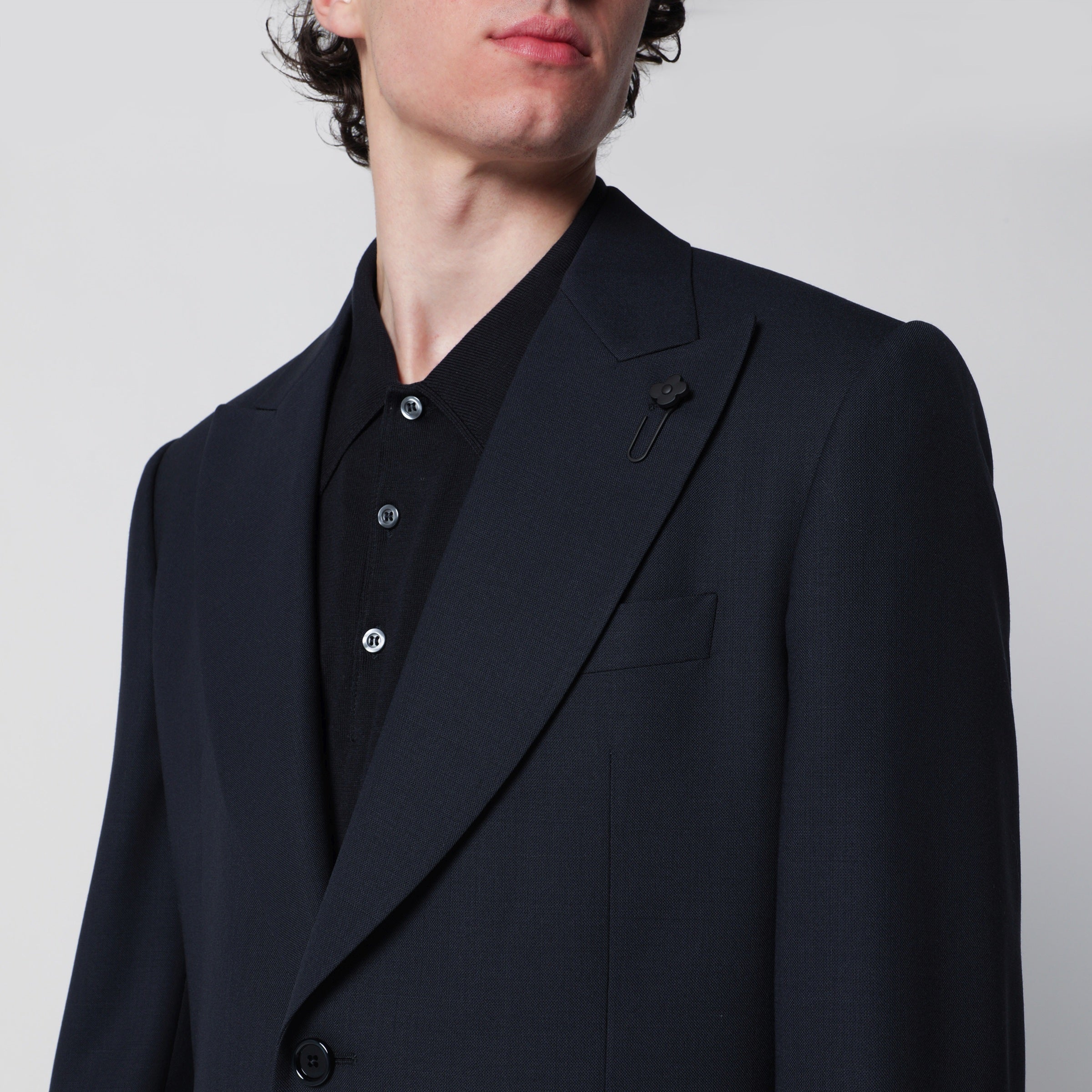 Lardini Blue Wool Single‑Breasted Jacket — Men's 52 IT