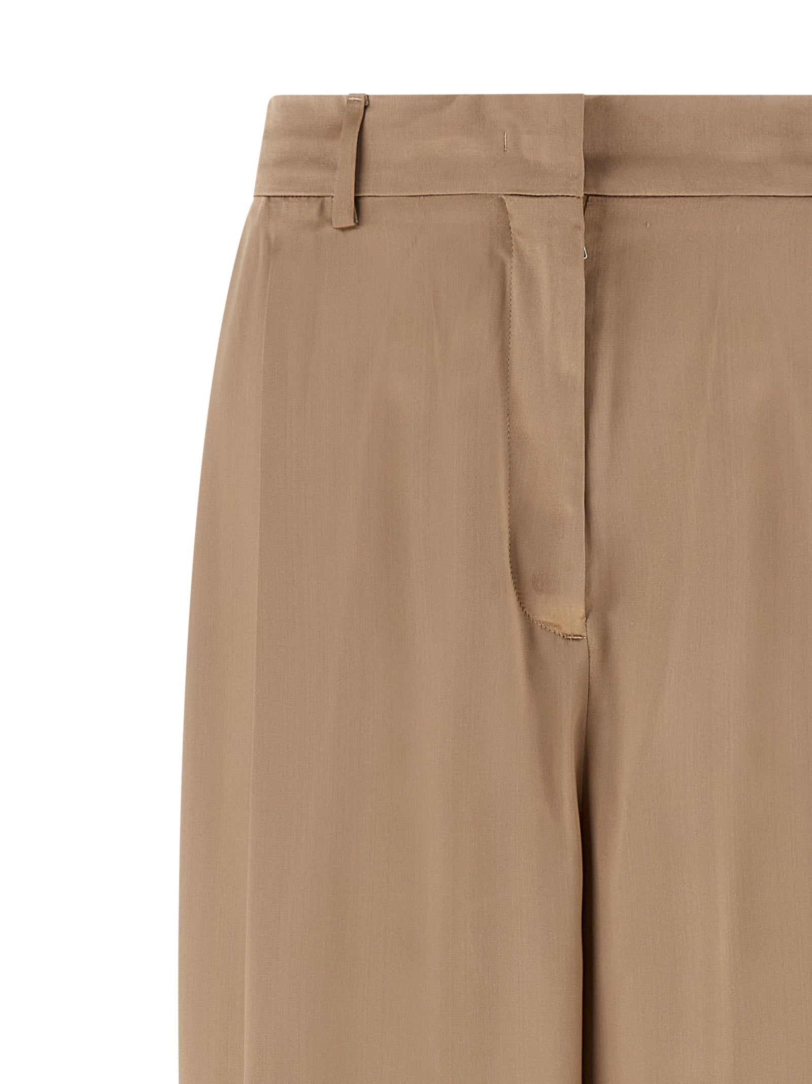 Fabiana Filippi Liquid Satin Trousers — Beige Wide Leg