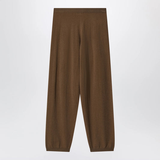 The Frankie Shop Olia Knit Joggers — Dark Camel Trousers