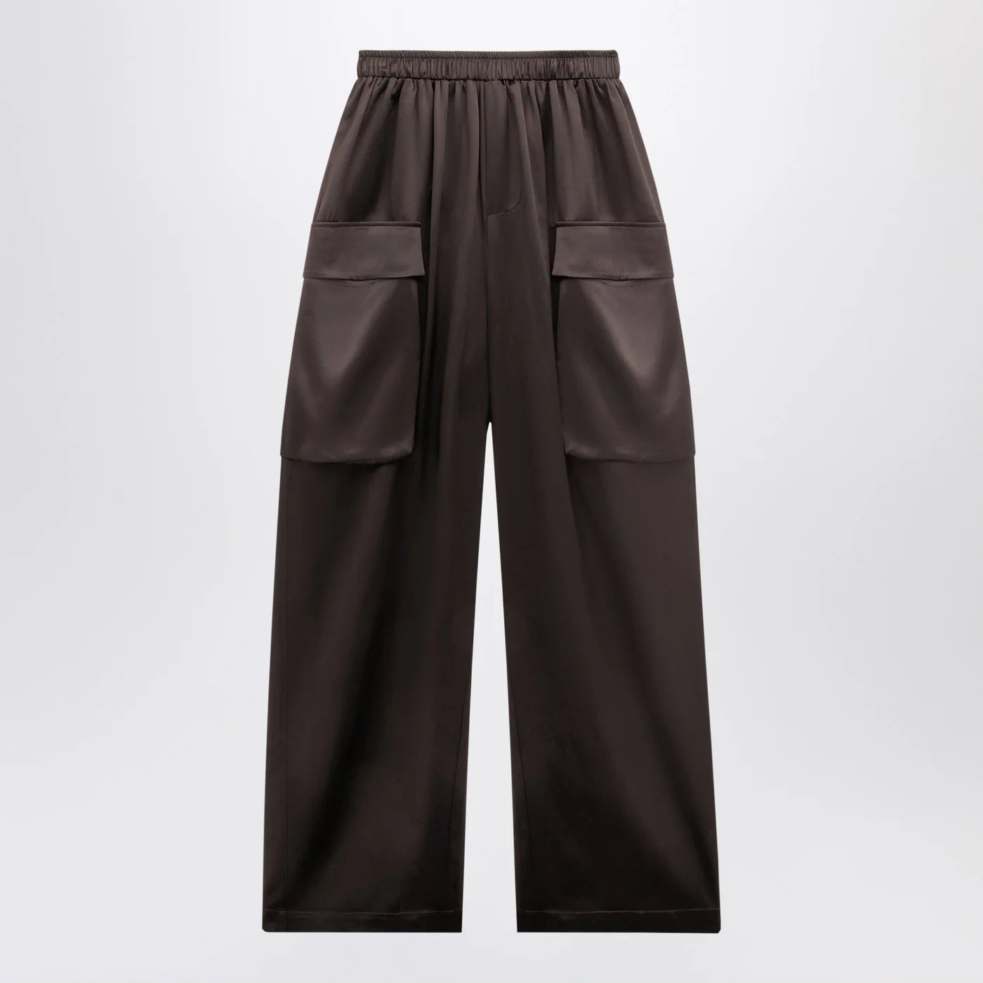 The Frankie Shop Dark brown Delny satin cargo trousers