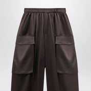 The Frankie Shop Dark brown Delny satin cargo trousers