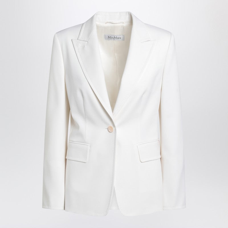 Max Mara Single-breasted white jacket in wool
