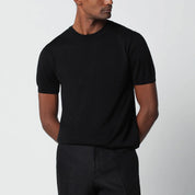 Lardini Black Wool-Blend Knit Sweater for Men