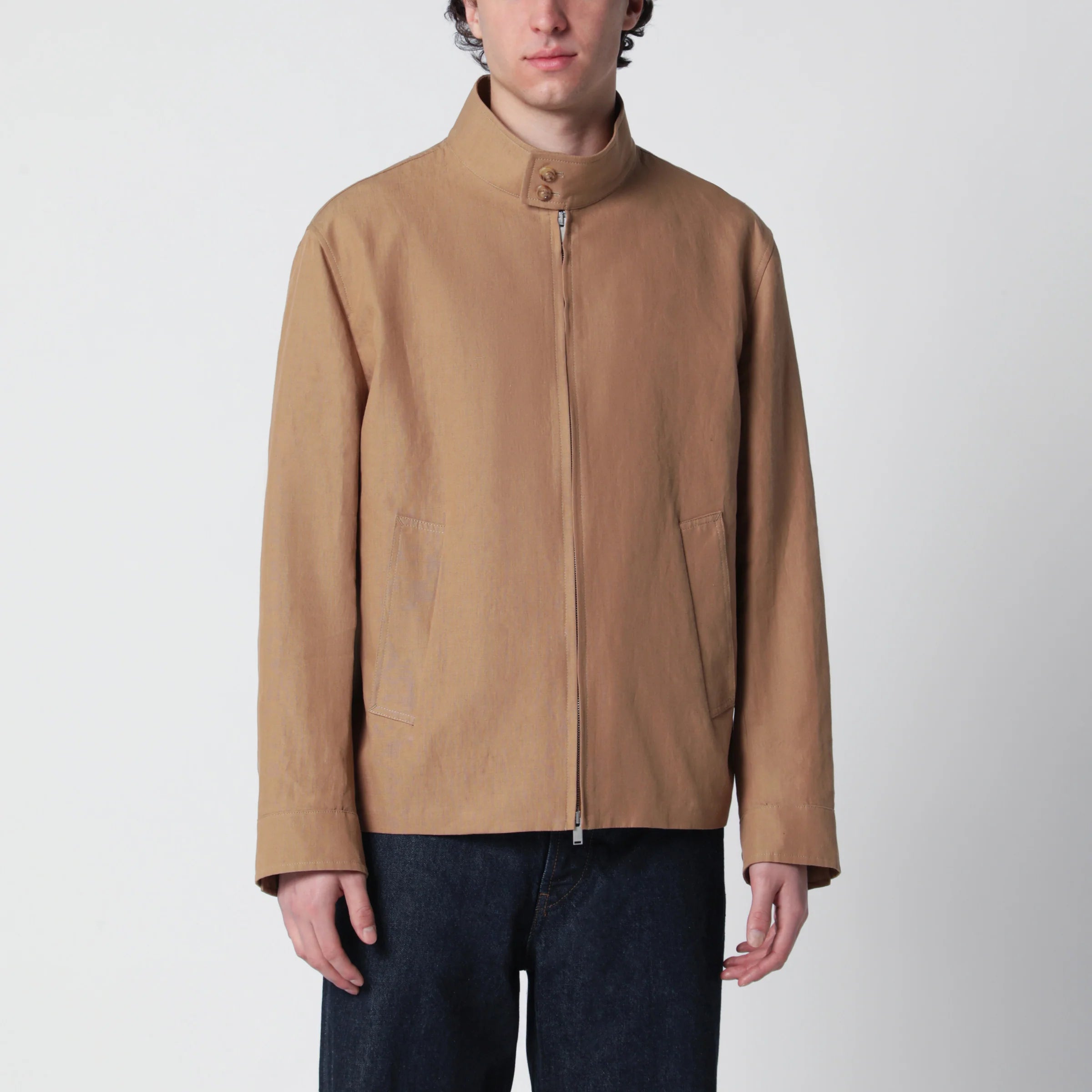 Lardini Camel linen-blend jacket