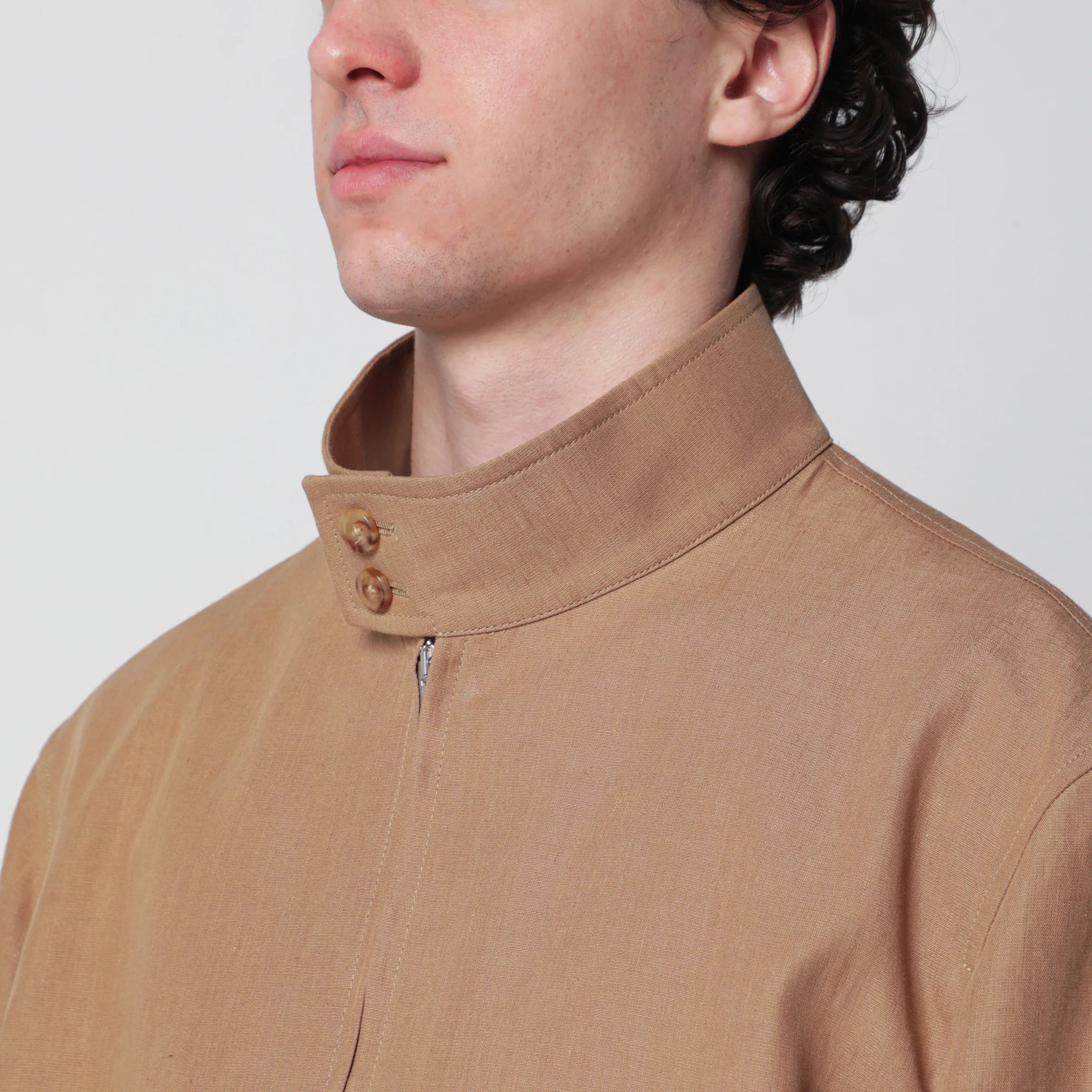 Lardini Camel linen-blend jacket