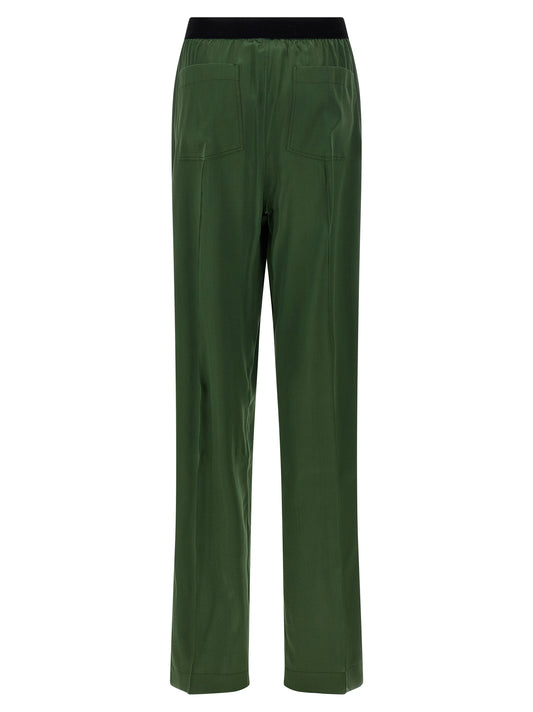 Tom Ford Silk Pants — Stretch Pajama Trousers, Green