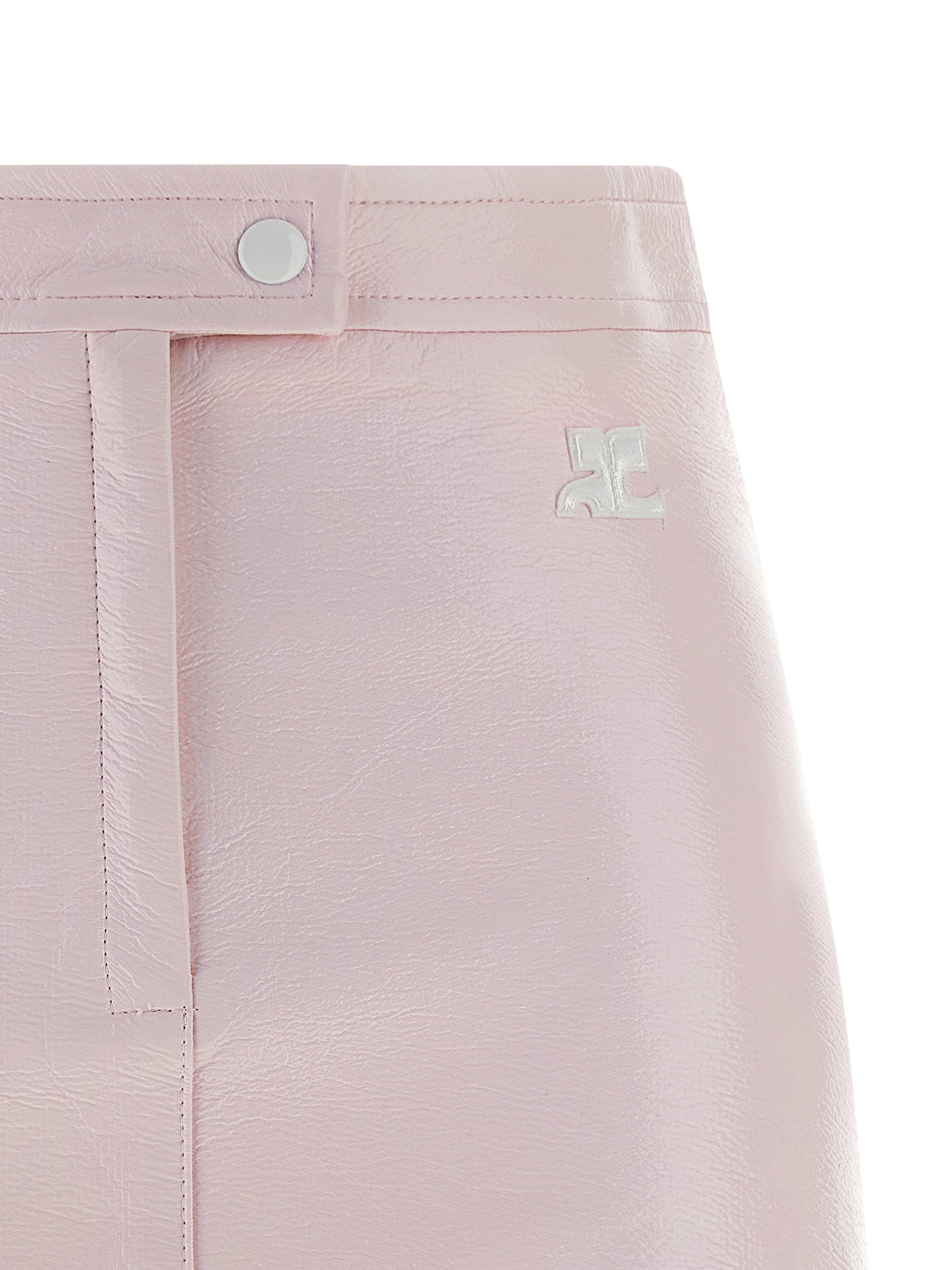 Courreges Pink Vinyl Skirt — Shiny Logo Mini (Ladies)