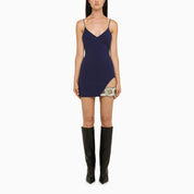David Koma Navy sheath dress with rhinestones