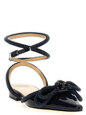 Mach & Mach Double Bow Ballet Flats — Blue Patent