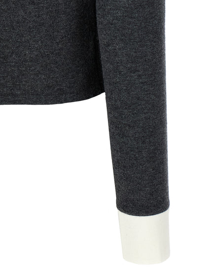 Self-Portrait Grey Contrast Collar Cardigan — Knitwear