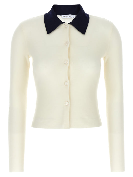 Self-Portrait Self Portrait Cream Merino Wool Cardigan