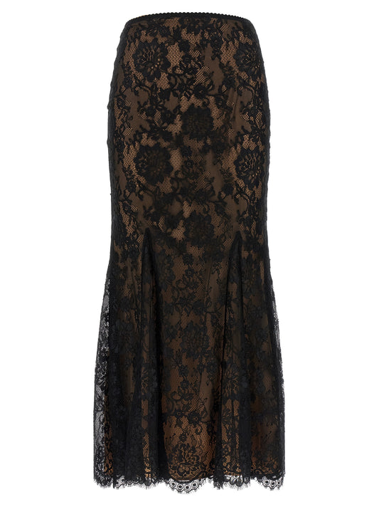 Self-Portrait Black Lace Midi Skirt