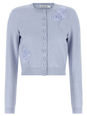 Self-Portrait Blue Flower Knit Cardigan