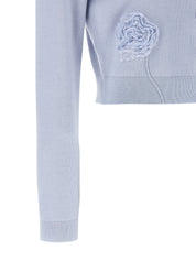 Self-Portrait Blue Flower Knit Cardigan