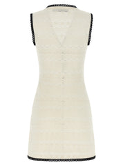 Self-Portrait White Pointelle Knit Mini Dress