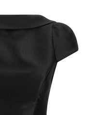 Self-Portrait Black Taffetà Collared Mini Dress