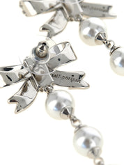Self-Portrait Crystal Bow Pearl Droplet Earrings