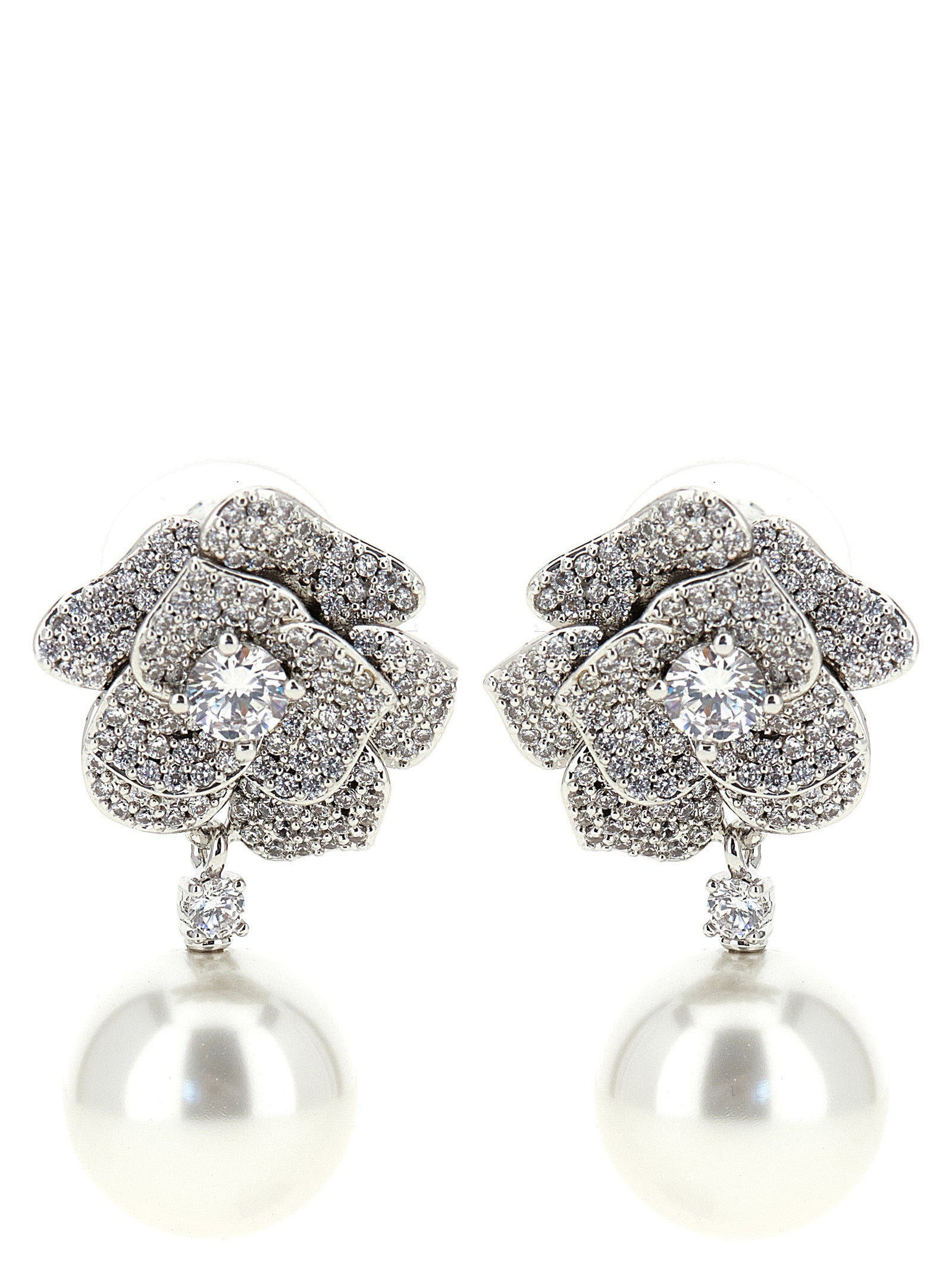 Self-Portrait Mini Crystal Flower Pearl Earrings