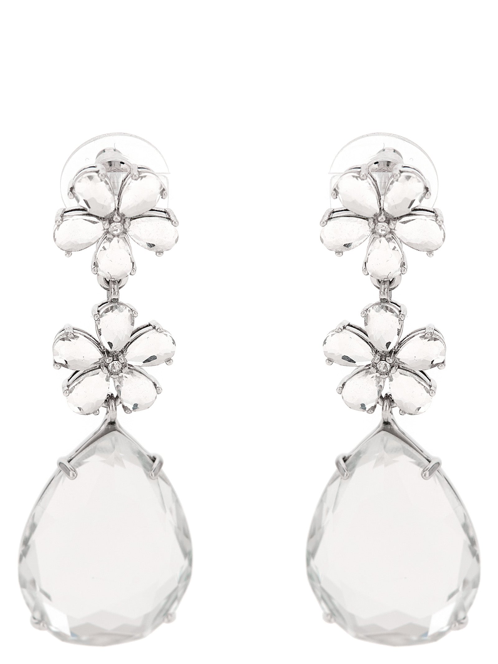 Self-Portrait Crystal Flower Tiered Earrings