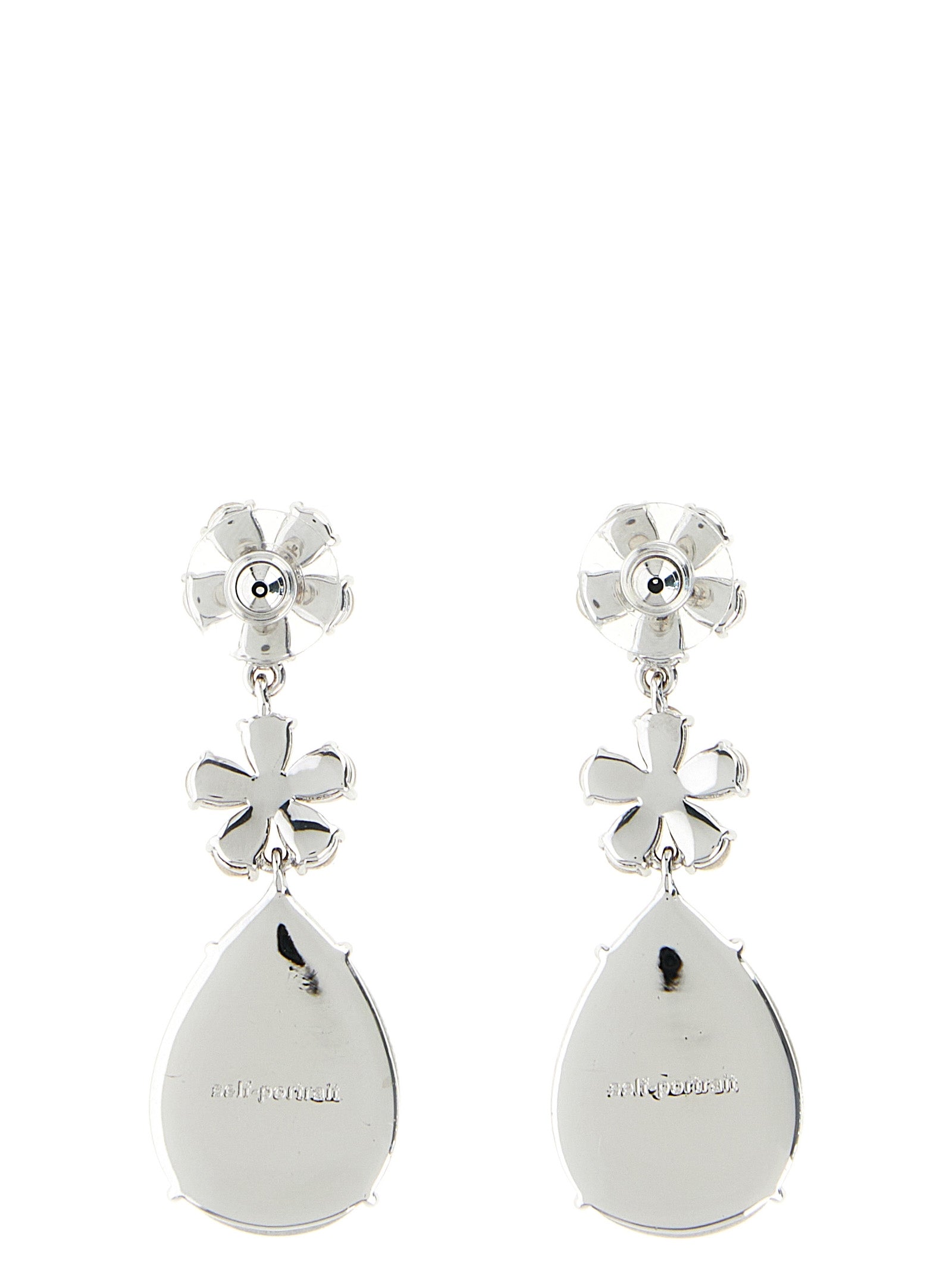 Self-Portrait Crystal Flower Tiered Earrings