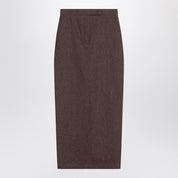 Max Mara Long brown skirt in denim effect cotton